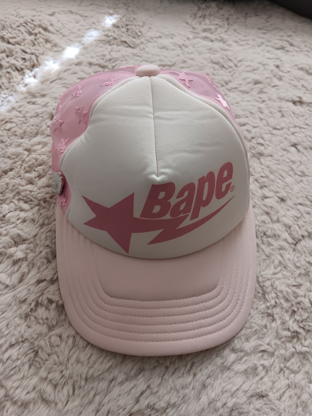 Bape Pink Star Logo Trucker Hat